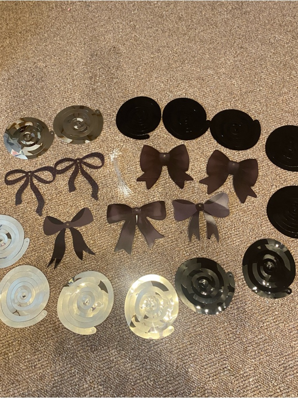 Black and Silver Bow and Spiral Confetti Set